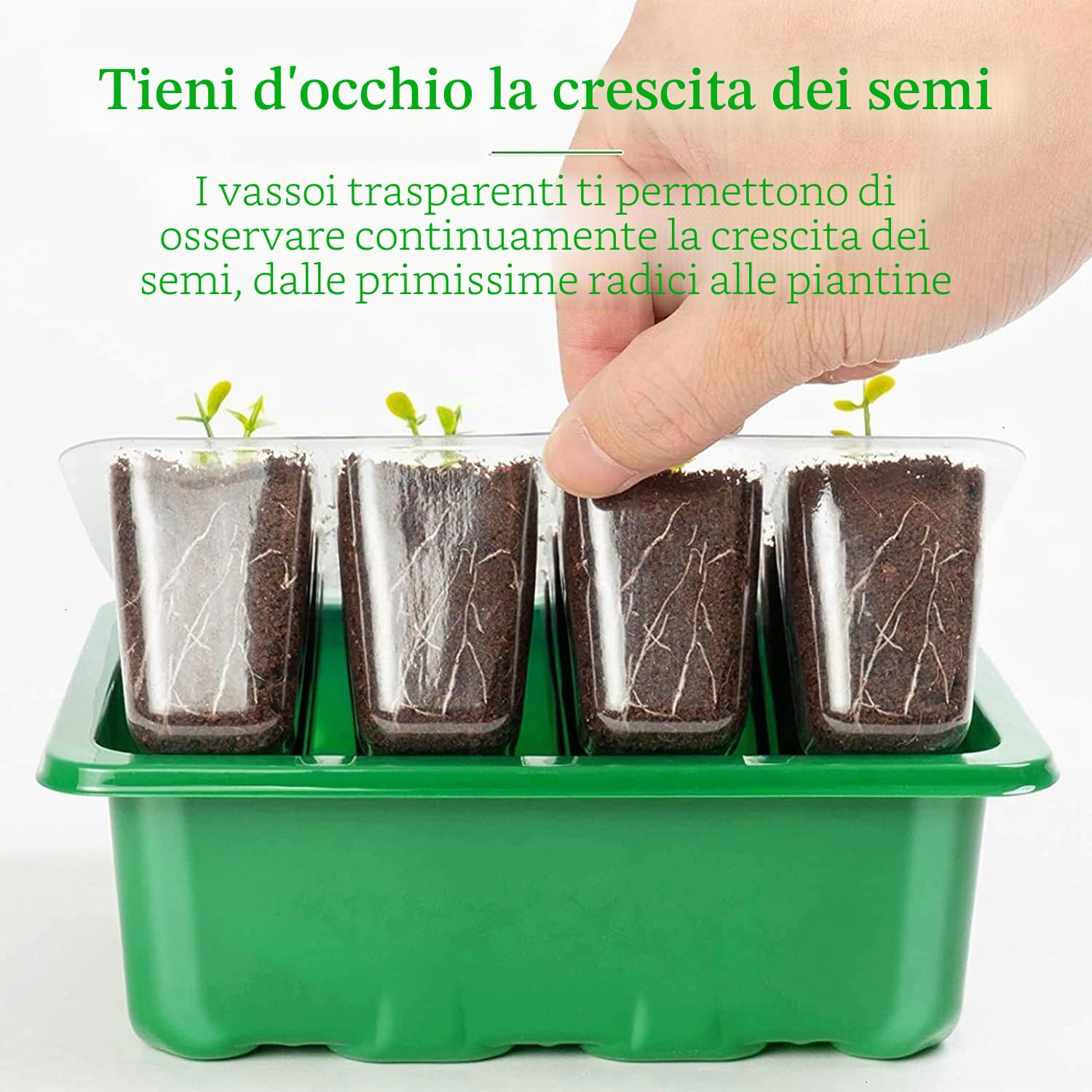 KAHEIGN 12Pz Vassoi di Avviamento dei Semi, 144 Celle Vassoi per Propagatori di Semi in Plastica per Impieghi Gravosi con Cupola di Sfiato e Base, 20Pz Etichette Per Piante, 2Pz Strumenti Di Semina