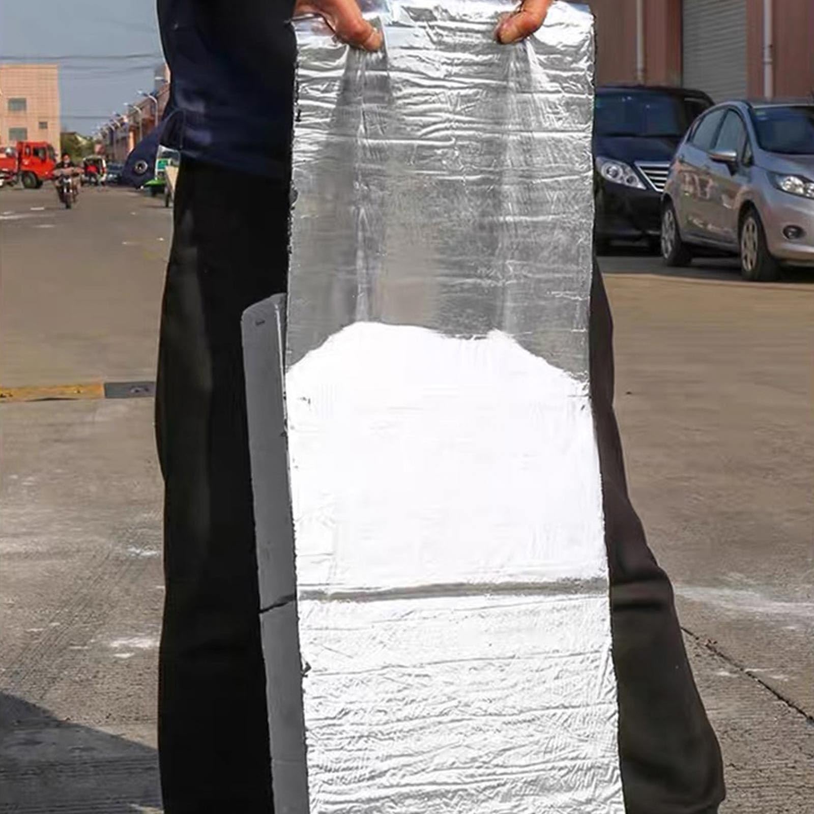 Cinta para Reparación Autoadhesiva Bituminosa, Cinta de Sellado Impermeable de Aluminio Rollo Adhesivo de Tela Asfáltica para Grietas en la Superficie Ventana(30cmW x 1.50mmT x 10mL)
