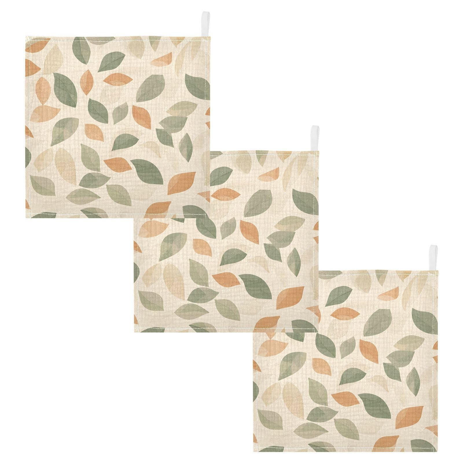 YETTASBIN Autumn Leaves Muslin Baby Hand Washcloths Soft Cotton Bath Face Towel 4 Layers Extra Absorbent Feeding Burp