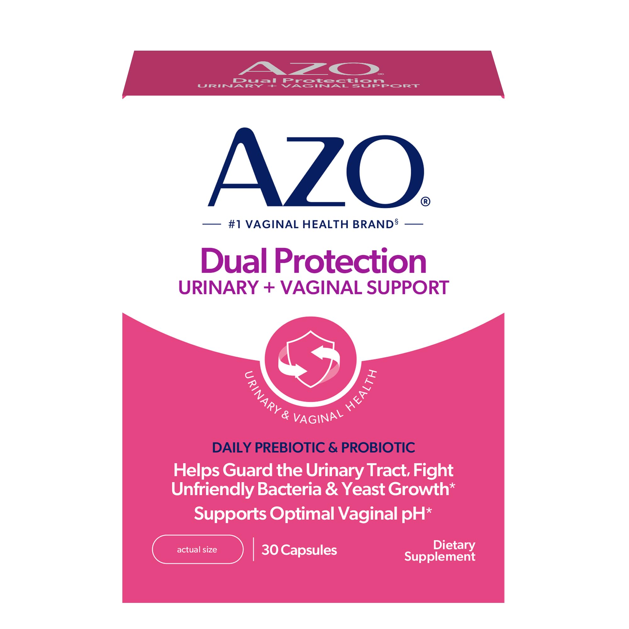 AZODual Protection, Urinary + Vaginal Support, Prebiotics and Probiotics for Women*, Starts Working Within 24 Hours, Non-GMO, 30 Count