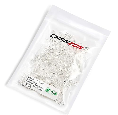 Miniatura 6 de CHANZON 100 unids 0.197 in blanco plano superior LED diodo luces (lente transparente transparente) lámparas de bombilla de iluminación electrónica