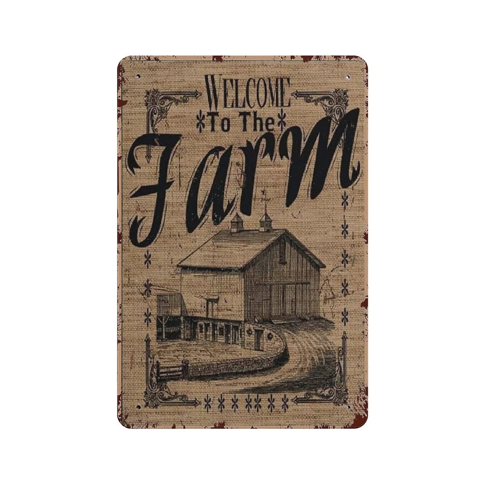 Metal Tin Sign Welcome to The Farm Tin Sign Metal Aluminum Sign Vintage Wall Decor Retro Poster for Bars Restaurants Cafes Pubs Home Decoration 12"x8"