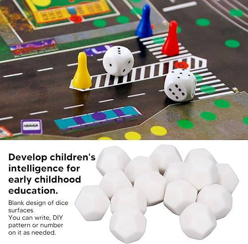 Miniatura 2 de Juego de dados poliédricos de plástico para escribir en enseñanza, 30 unidades, 12 caras, para educación de entretenimiento, 0.9 in, color blanco