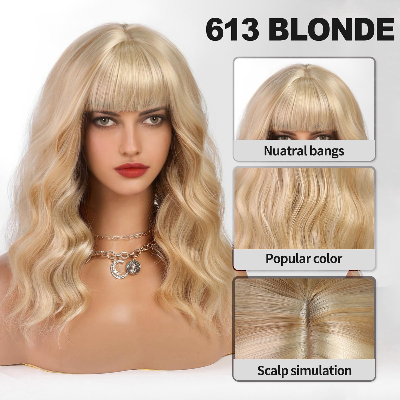 Amazon.com : KOME 613 Blonde Curly Bob Wig with Bangs Short 