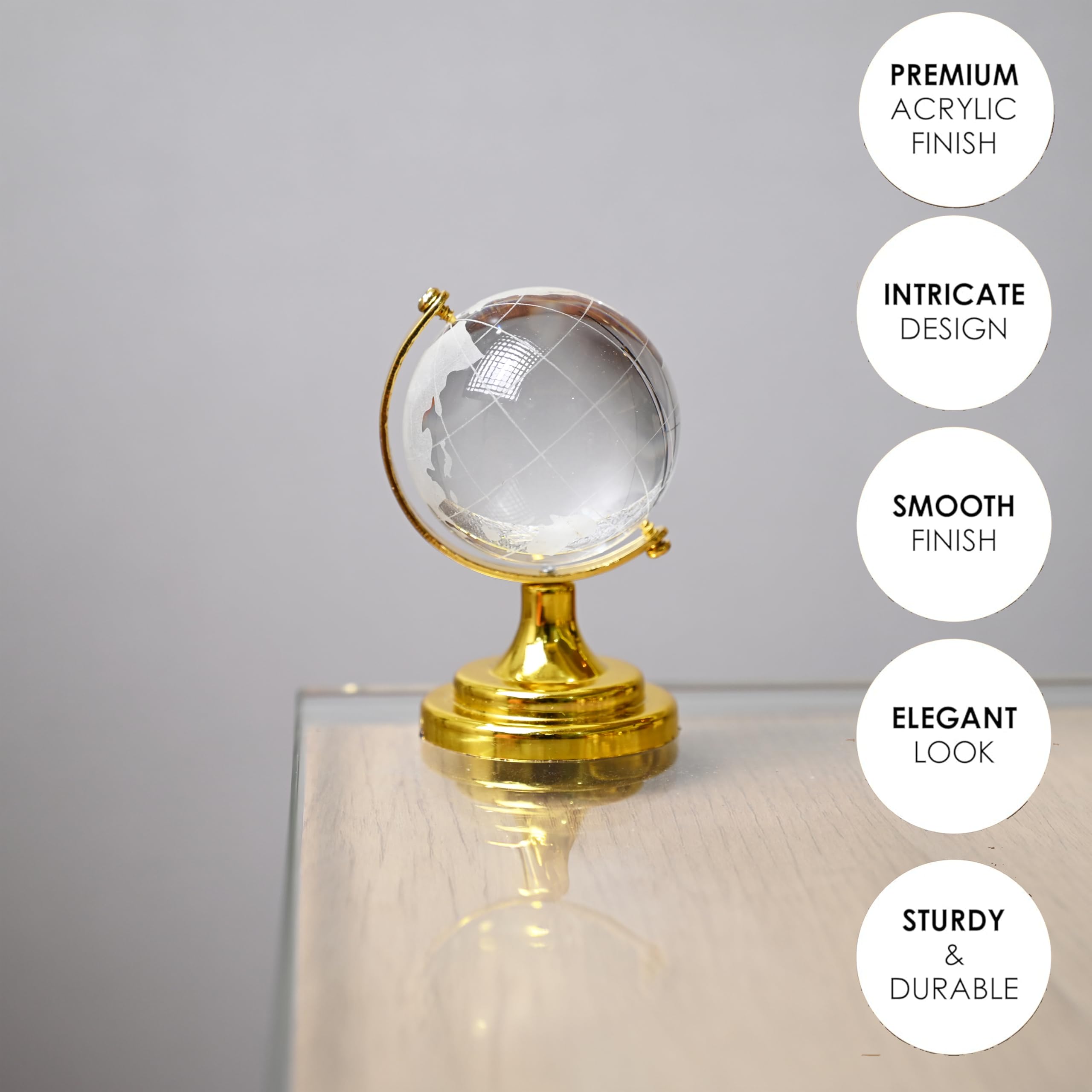 Mini Globe Gold Mini Globe Crystal Round Earth Globe Wereldkaart Crystal Glass Ball Sphere Home Office Decor Gift (Gouden) (Goud