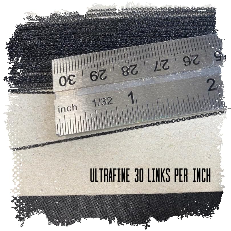 24" Ultra fine scale model chain | 30/40 links per inch | 0.9 x 1mm | Matt Black | N HO OO O