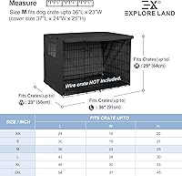 Vista 2 de Explore Land Funda para jaula de perro de 36 pulgadas, de poliéster, duradera, ajuste universal para jaula de perro de alambre (negro)