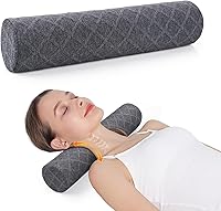 Cozyhealth Cervical Roll Pillow Medium - Soft Memory Foam Neck Bolster for Sleeping, Pain Relief, Yoga, Back & Leg Support (Grey, 3.9" H)
