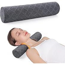 Cozyhealth Cervical Roll Pillow, Medium Soft Memory Foam Neck Round Pillow Cylinder Bolster Pillow for Sleeping, Round Neck Support for Bed, Legs, Back and Yoga Grey, Medium - 3.9" H