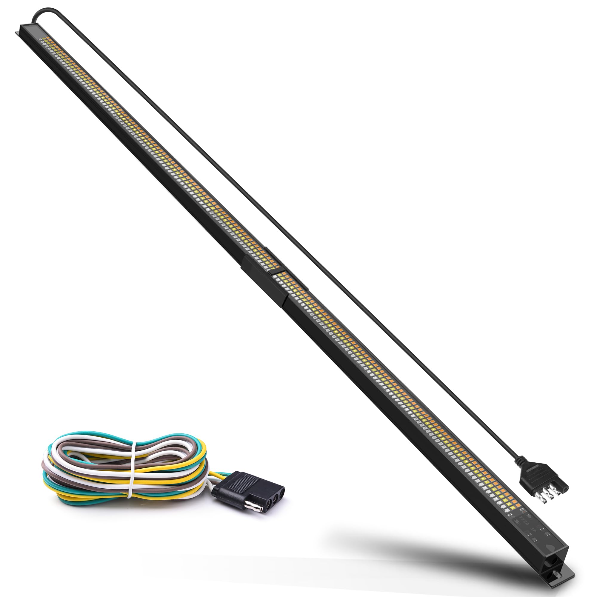 MICTUNING 60" Triple LED Tailgate Light Bar IP68 Waterproof Plug-and-Play Folded Aluminum Frame with 4-Way Flat Connector - Full Function Reverse Brake Running