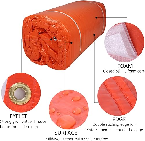 Miniatura 5 de Manta de curado de hormigón de 12 x 24 pies, construcción impermeable multiusos que aísla lonas resistentes, 0.15 pulgadas de grosor, naranja, 1