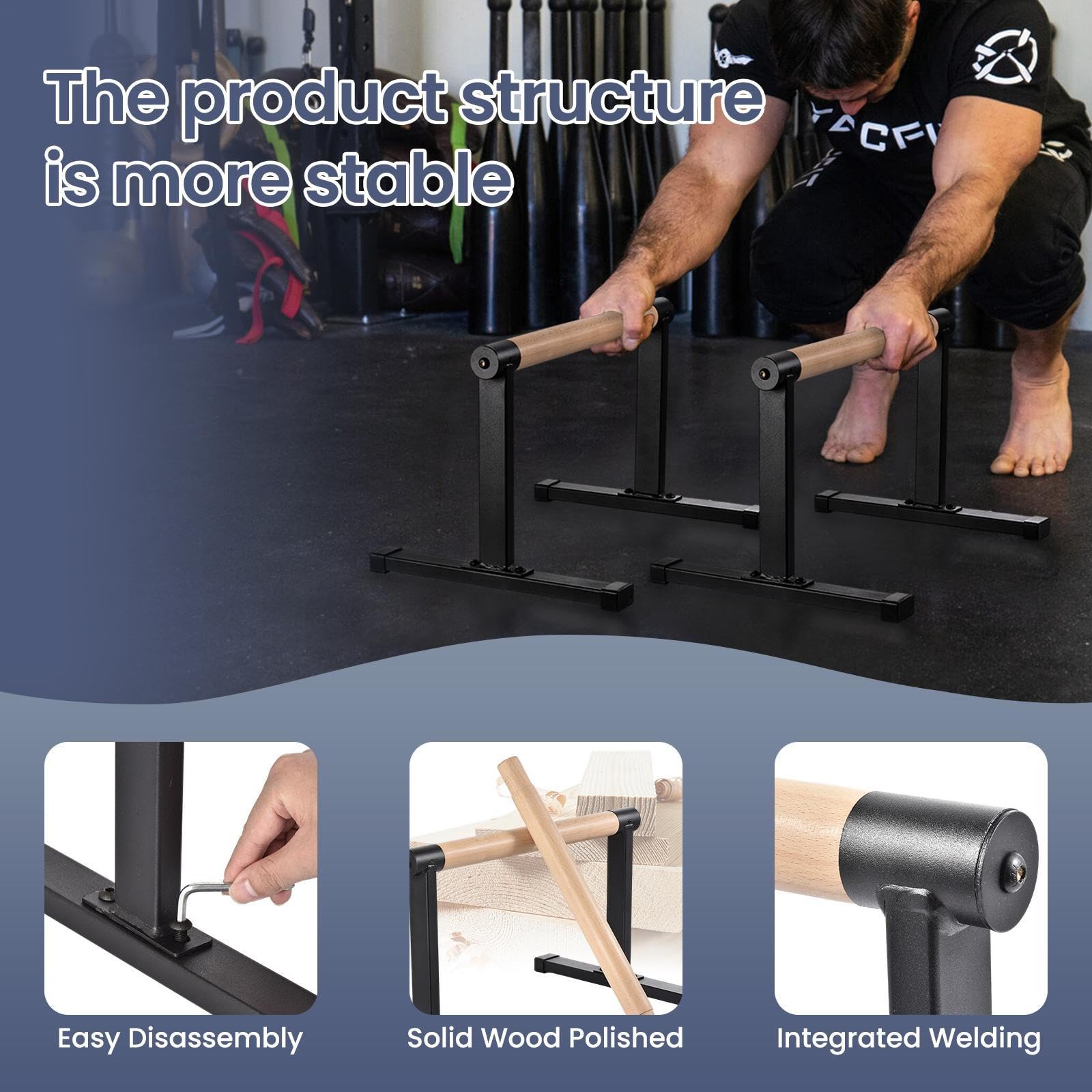 Parallettes, Parallettes Calisthenics, Holz Rutschfeste Liegestützgriffe, Calisthenics Griffe Für Handstand, L-Sit, Gymnastik Und Krafttraining, Liegestützgriffe Push-up Bars Für Calisthenic