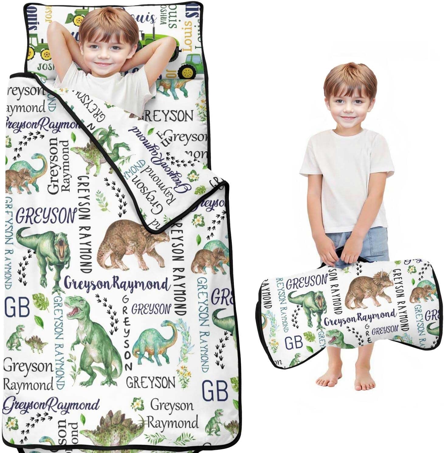 Personalized Toddler Nap Mat for Boys and Girls – Custom Name Sleeping Bag with Pillow and Blanket for Daycare, Preschool, and Kindergarten