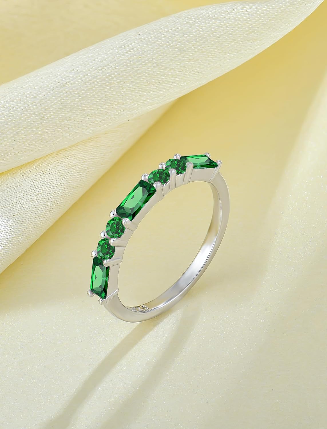 925 Sterling Silver Stackable Rings for Women, Square Round Birthstone Eternity Stacking Ring Band Jewelry Gifts for Her - Image 5