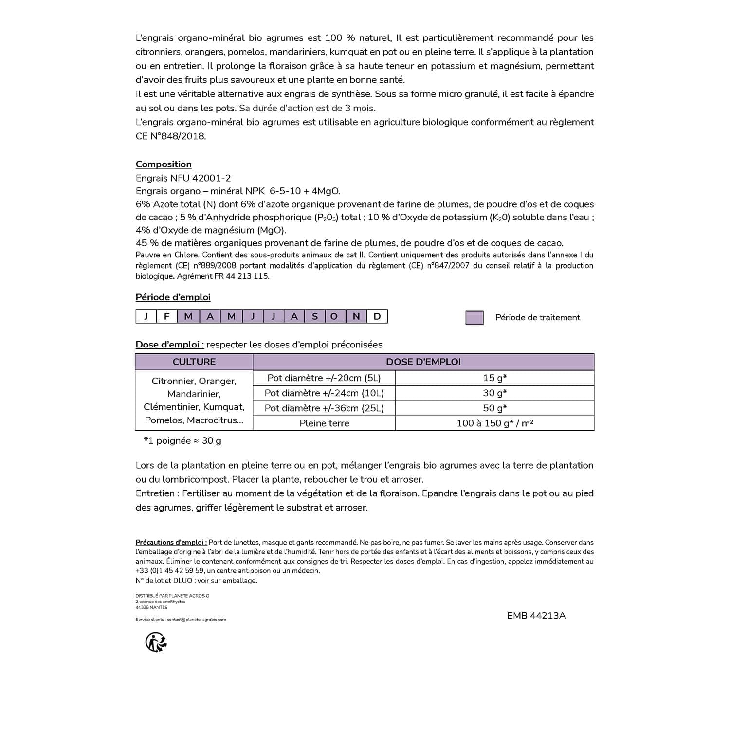engrais bio micro granulés agrumes 20 Kg