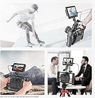 Vista 8 de NEEWER Universal Camera Cage & Top Handle with 3/8" ARRI Locating Pins Kit, Video Rig Camera Stabilizer with Arca Type Base, Dual Handgrips
