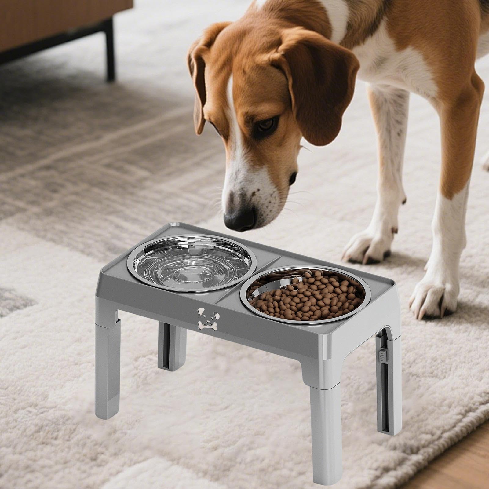 Comederos Elevados De Comida Para Perros Plato Antideslizante 5 Alturas | Cuencos De Acero Inoxidable Para Perros Con Soporte Protección De Cuello Y La Columna En Gatos Interiores, , Ca