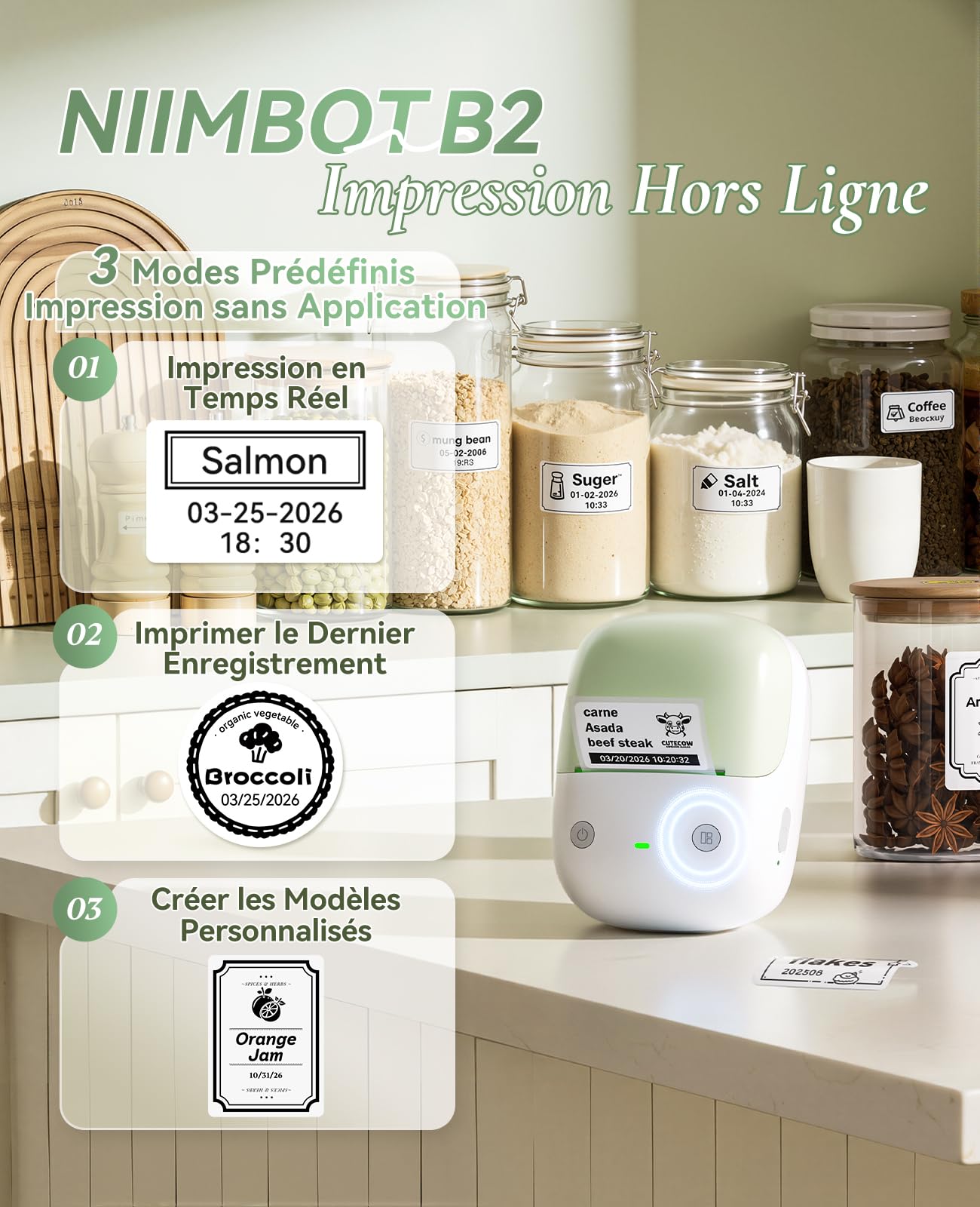 NIIMBOT B2 Étiqueteuse Portable avec 3 Rouleaux 50 * 30mm