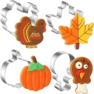 Sponsored Ad - 4PCS Large Fall Thanksgiving Cookie Cutter, Stainless Steel Holiday Cookie Cutters Shapes of Pumpkin, Maple...