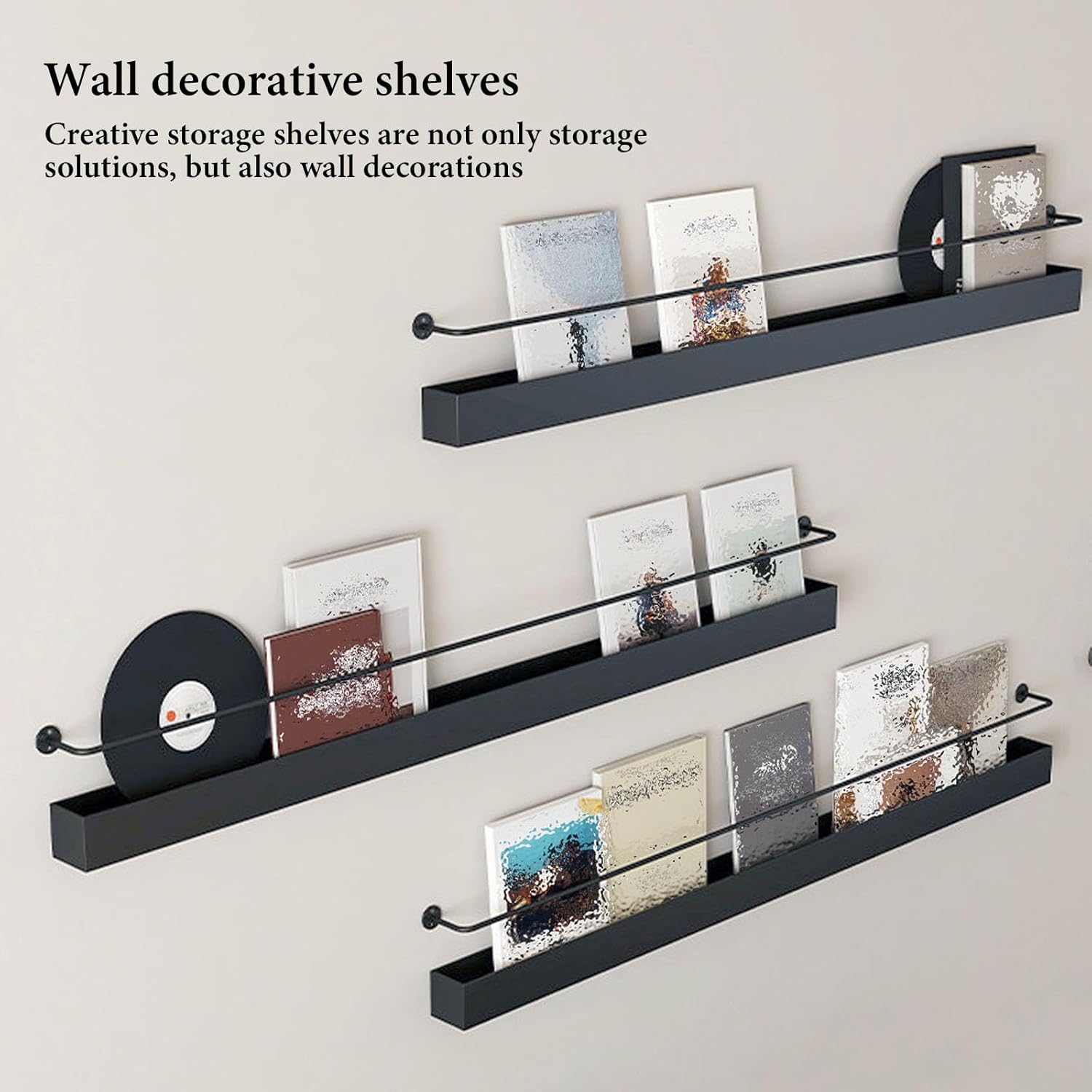 Wall Mounted Floating Shelves, Versatile Picture Ledge Display Rack, Hanging Shelf for Living Room, Bedroom, Kitchen & Office