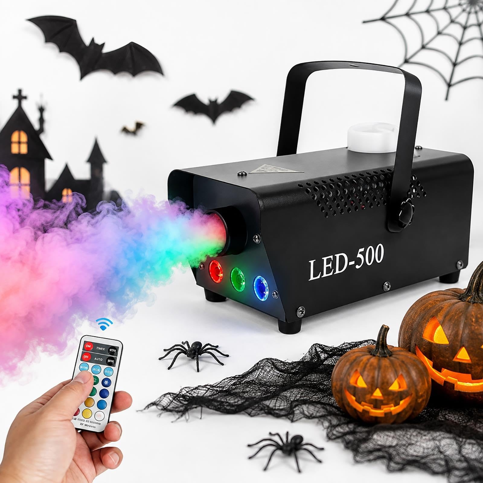 Macchina del fumo da 500 W, macchina del fumo con 3 luci LED RGB