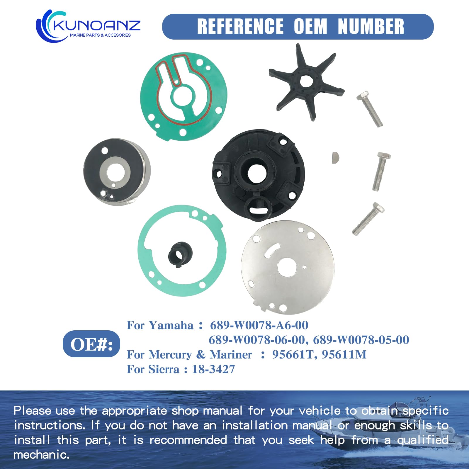 Yamaha Outboards 4HP 5HP Water Pump Impeller Repair Kit - Foto 1