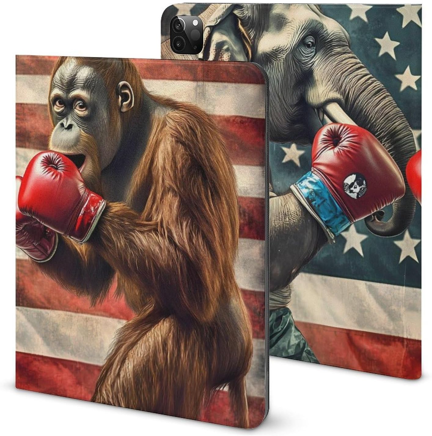 Elephants and Gorillas Funny Boxing Tablet Case with Pen Holder Non-Slip Protective Cover Compatible for IPAD Pro 2021 （11in）