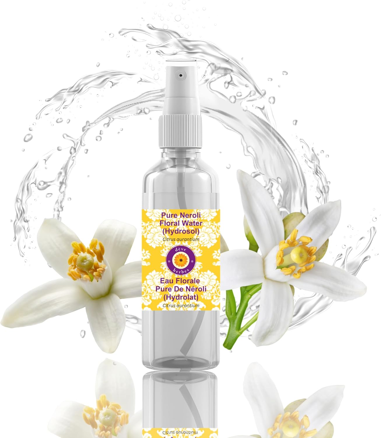 dève herbes Pure Neroli Floral Water (Hydrosol) (Citrus aurantium) 100% Natural Therapeutic Grade 100ml (3.38 oz)
