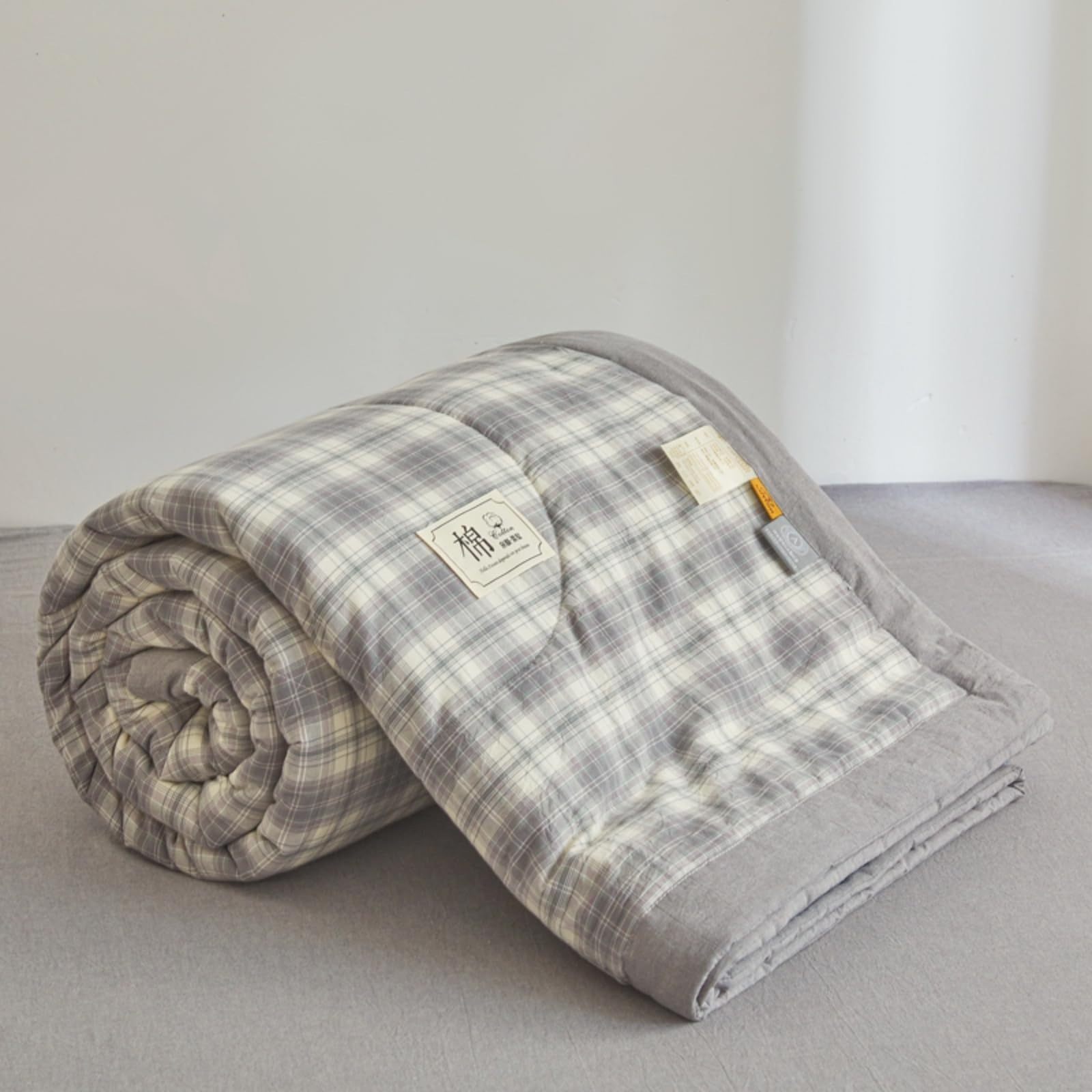 Odot Coverless Duvet 4.5 Tog for Single Double King Size, Summer Coverless Duvet 250 Count No Cover Needed Lightweight Breathable Soft Cosy Cold Quilt Blanket (Check 9,200x230cm)