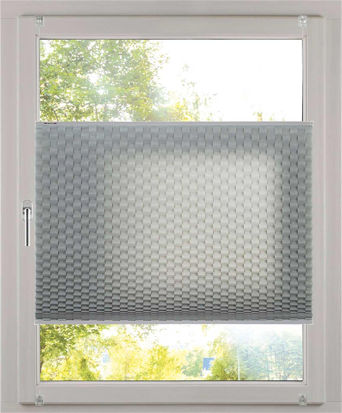 K-Home Klemmfix Pleated Blind 3D Effect Grey 60 x 130 cm