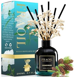Cedar Wood Reed Diffuser, Reed Diffuser Set 6.7 fl oz (200 ml) with 6 Reed Sticks, Home Fragrance Reed Diffuser for Bathroom Shelf House Bedroom Office Decor - Amazon product rated Grade B