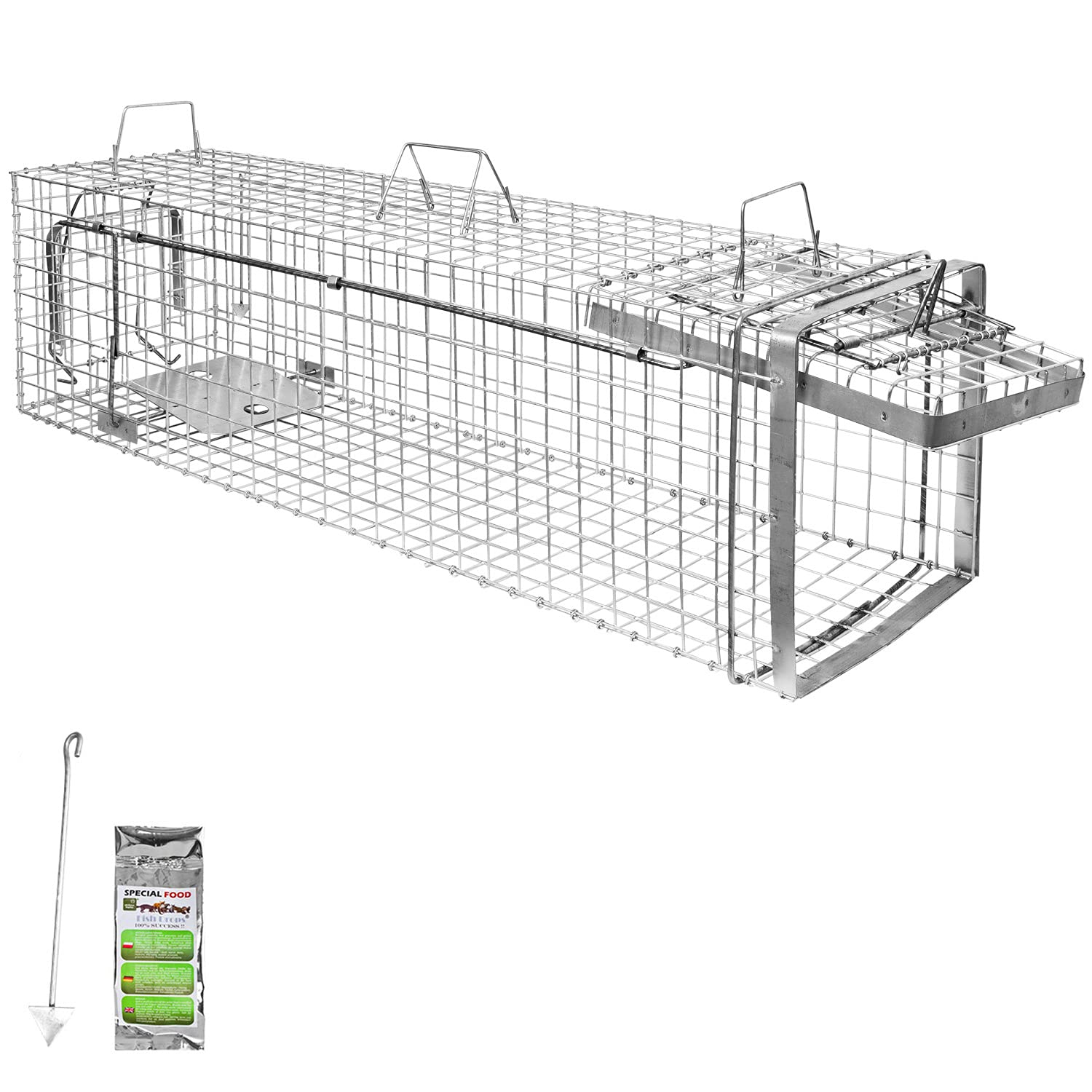 Petigi Animales Humane Trampa Jaula Captura Ratones Ratas Conejos Topos Martas Castores Tejones, Dimensiones/Modelo:Heavy 6 (120 x 34 x 34 cm)