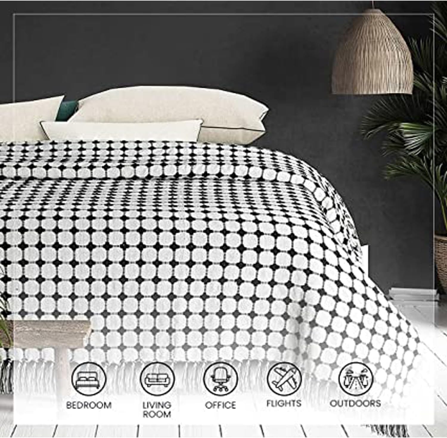 SASHAA Striped Soft Throw Blanket for All-Season Comfort - Boho Decorative Blanket for Couch, Sofa, Bed & Chair - 80x60 inches