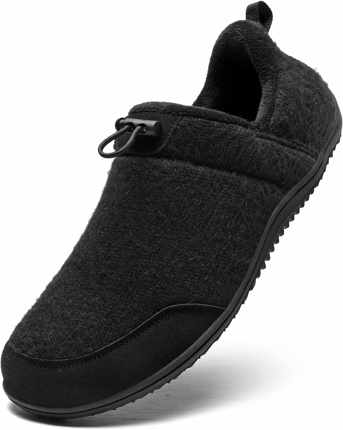 Jakcuz Men's Slip on Cotton Slippers for Cold Weather Winter Adjustable Elastic Band Design Warm Walking Shoes for Indoor Outdoor