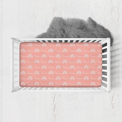 Miniatura 2 de Munific Sábana bajera ajustable personalizada para cuna con diseño de tu propio bebé, sábana bajera ajustable con nombre e icono del bebé,