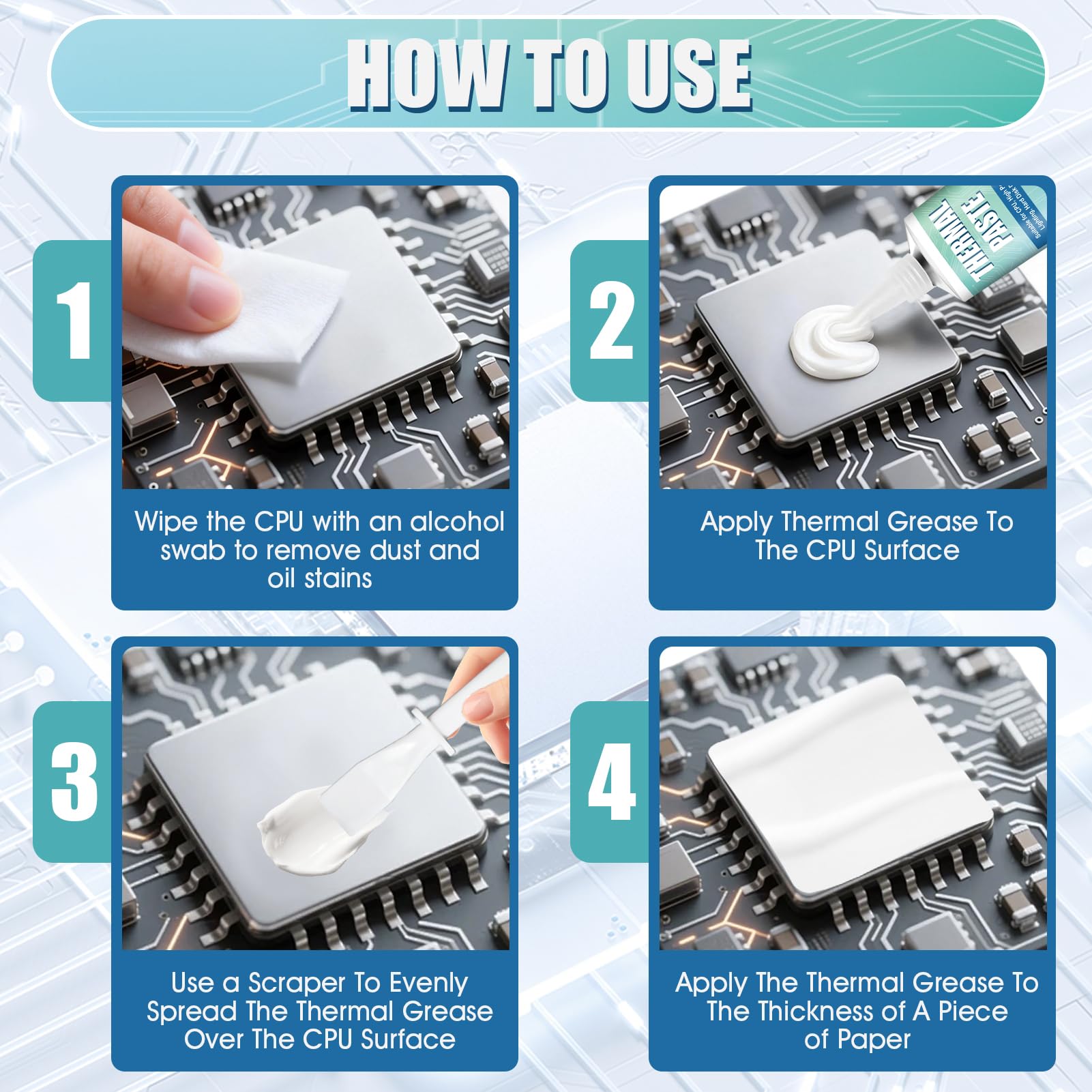 Pasta Termica CPU, 200g Thermal Paste, Pasta Termica, Eccellente Conduttività Termica, Pasta Termica ad Alte Prestazioni Adatta per CPU, Console di Gioco, Schede Grafiche, ECC