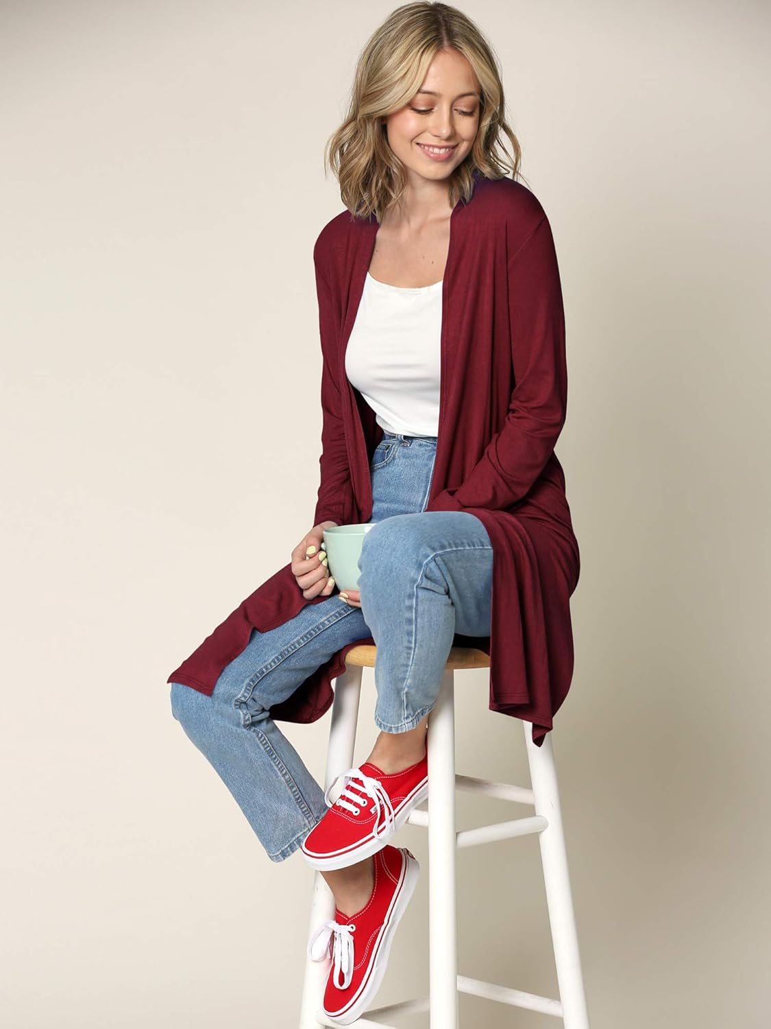 Lock and Love Women's Long Cardigan – Fall Casual Draped Open Front Lightweight Duster with Long Sleeves - Image 6