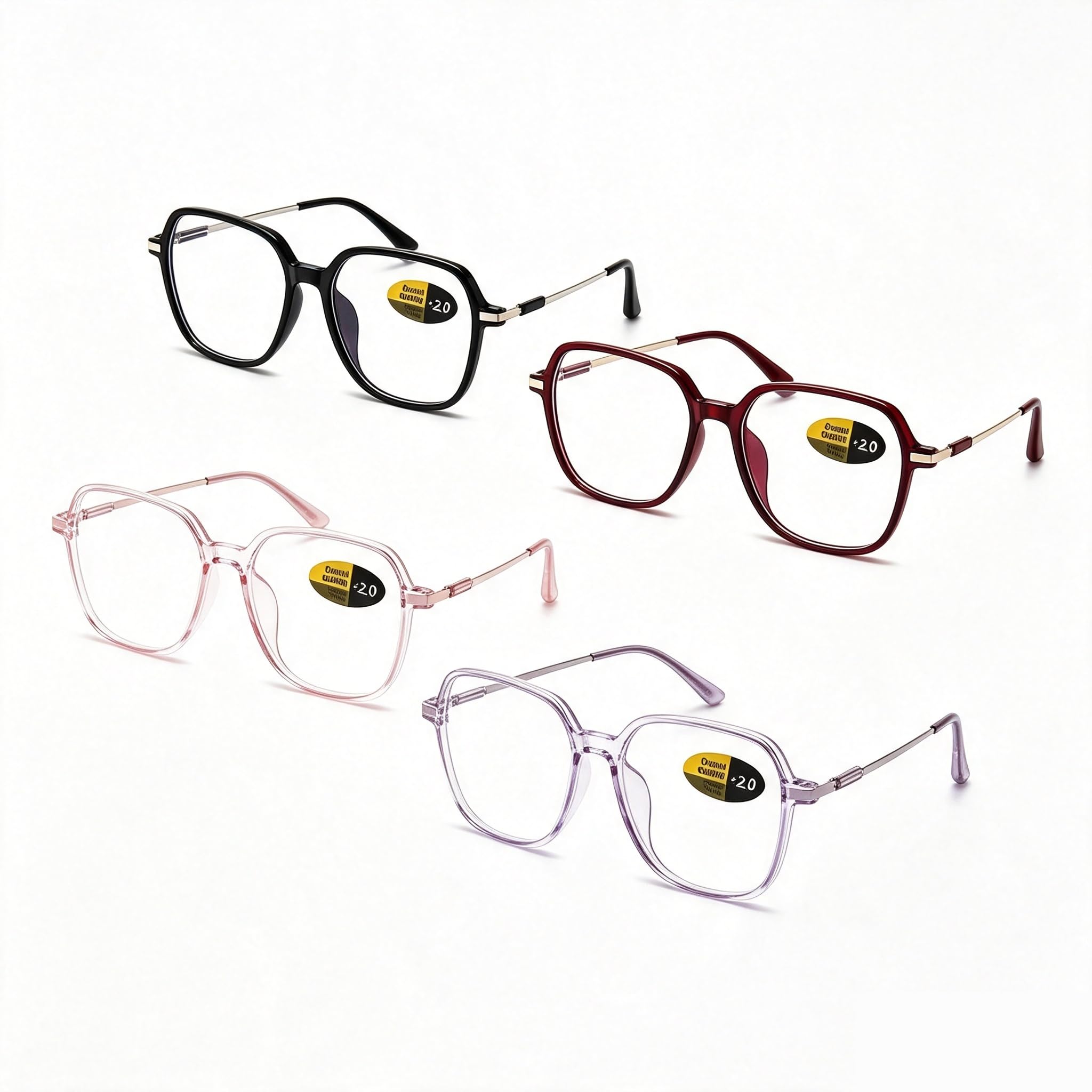 Lesebrille, extragroß, Blaulichtblockierung, für Männer und Frauen, 4 Stück, modische Computer-Lesebrille (4 Paar, 2,5 Dioptrien)