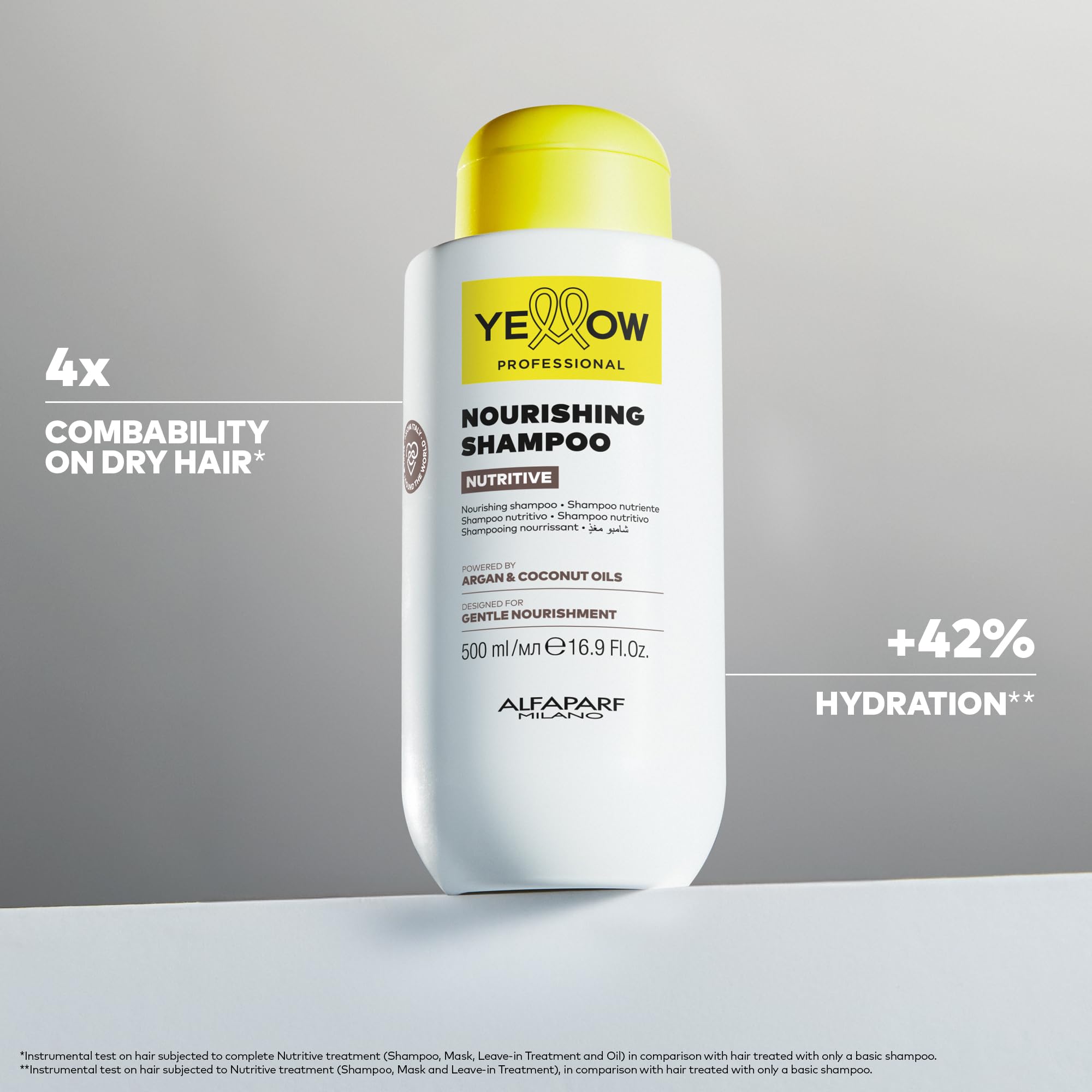 ALFAPARF MILANO Yellow Professional Nutritive Nourishing Shampoo for Dry Hair - Powered by Argan & Coconut Oils - Designed for Gentle Cleansing