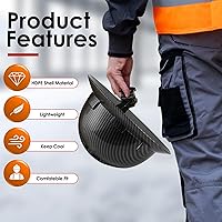 Vista 6 de Casco duro de ala completa HDPE, casco de seguridad de construcción con orificios ventilados, suspensión de trinquete ajustable de 6 puntos, cumple