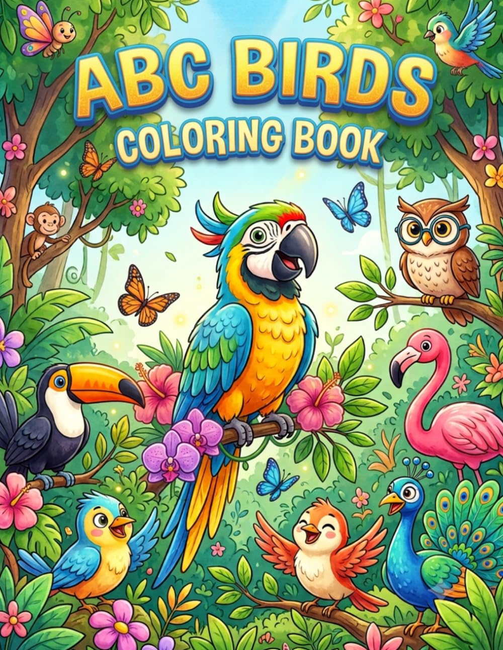 ABC Birds Coloring Book: ABC Birds Coloring Book: Cute and Fun Bird Coloring Pages for Kids Ages 4–8