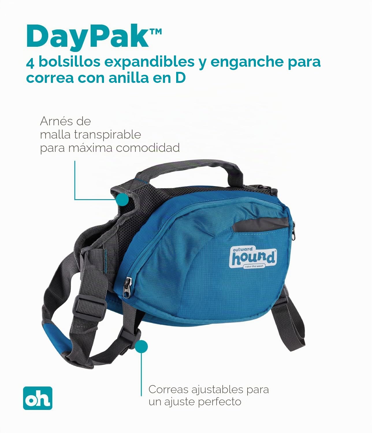 Outward Hound Kyjen 22005 DayPak Dog Backpack Adjustable Saddlebag Style Dog Accessory, Large, Blue