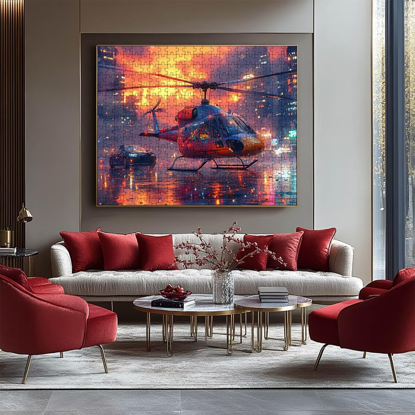 Puzzle 2000 sztuk helikoptera Puzzle 2000 sztuk drewna dla dorosłych, pięknie zapakowane w kartonowe pudełko, przenośny w siatkowej torbie na prezent dla kobiet 100 x 70 cm RXPT-8307