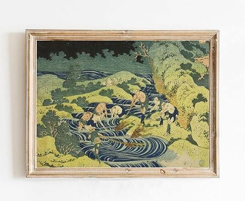 Reproduction Oil Painting Vintage Poster of Fishing by Torch in Kai Province Katsushika Hokusai  11x17 12x18 16x24 24x36 Antique Unframed Print  Old
