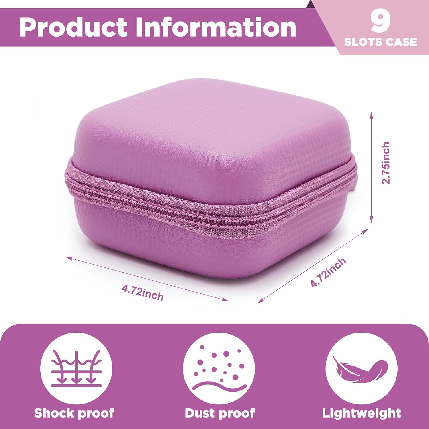 Teenyyou 9 Slots Insulin Peptide Fridge Carrying Case Vial Holder Storage Protector Bag, Fits Standard 10ml Vials, Insulin Cooler Travel Kits Case Organizer Diabetes Protector(Purple)