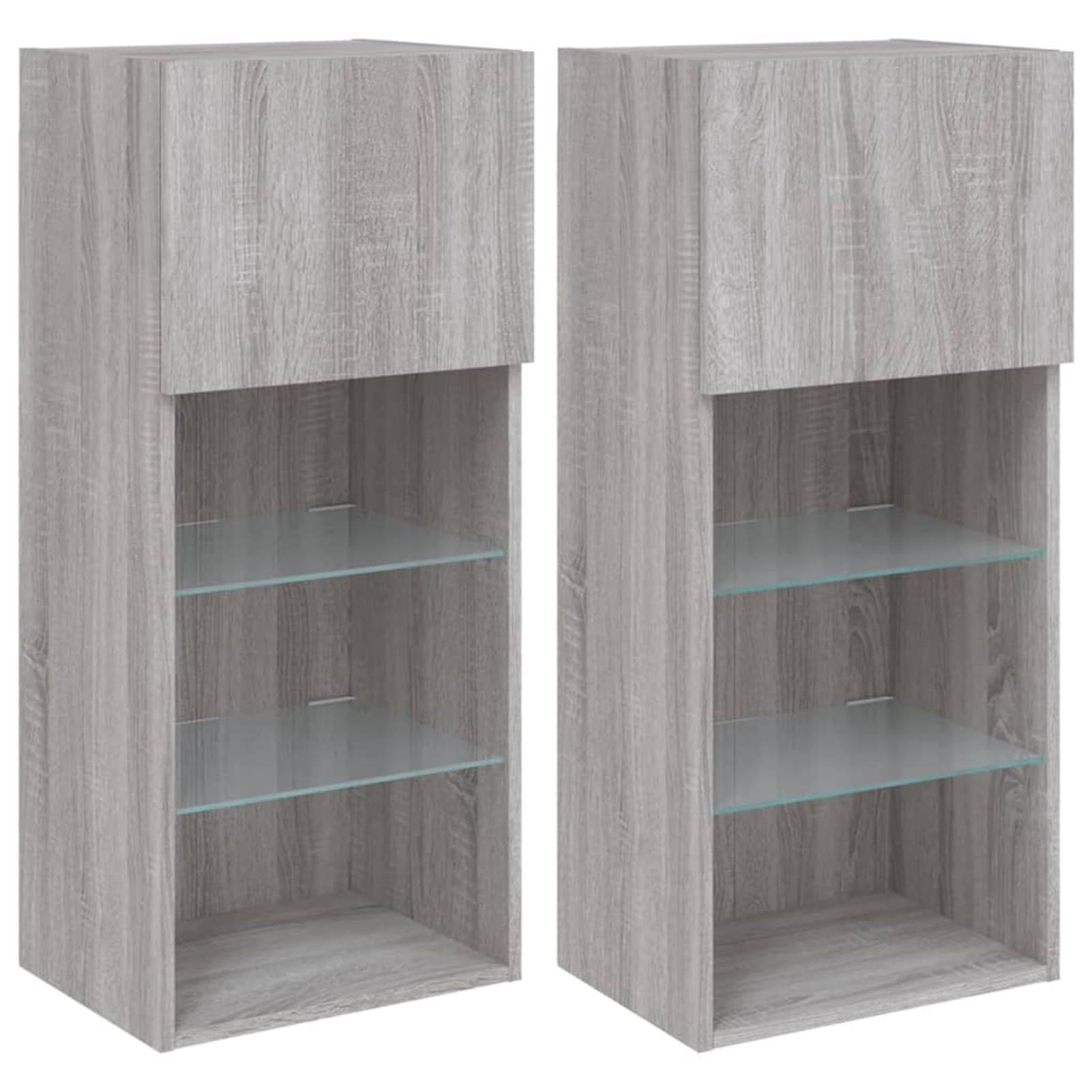 Gecheer TV-Schränke mit LED-Leuchten 2 STK. Grau Sonoma 40,5x30x90 cm, Moderne TV Lowboard Wohnwand Fernsehschrank für Home-Cinema Gamerzimmer Wohnungen Büro837054
