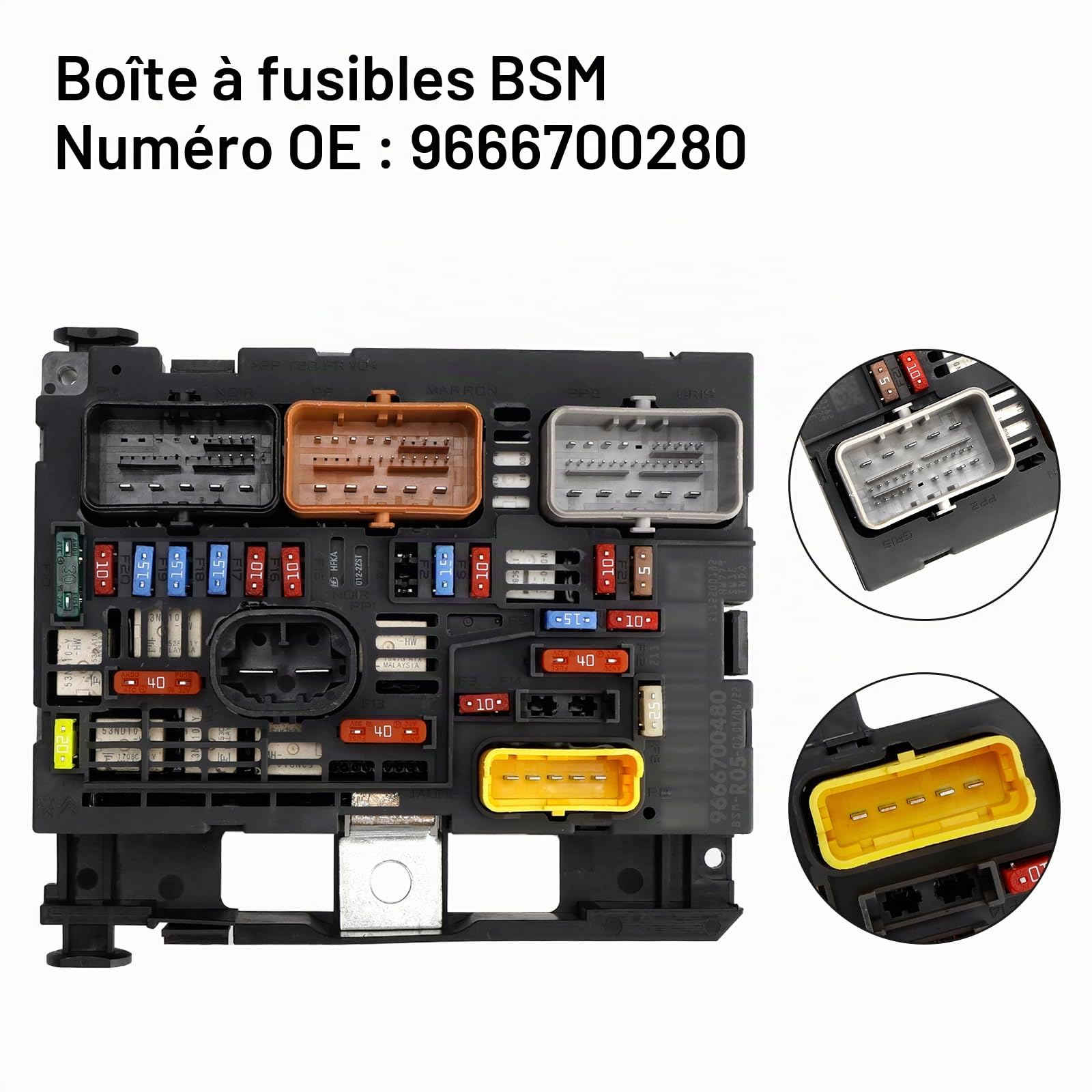 Boîte à fusibles de voiture Module de boîte à fusibles BSM 9666700280 Convient pour Citroën Berlingo C4 C8 Convient pour Peugeot Partner 307 2007-