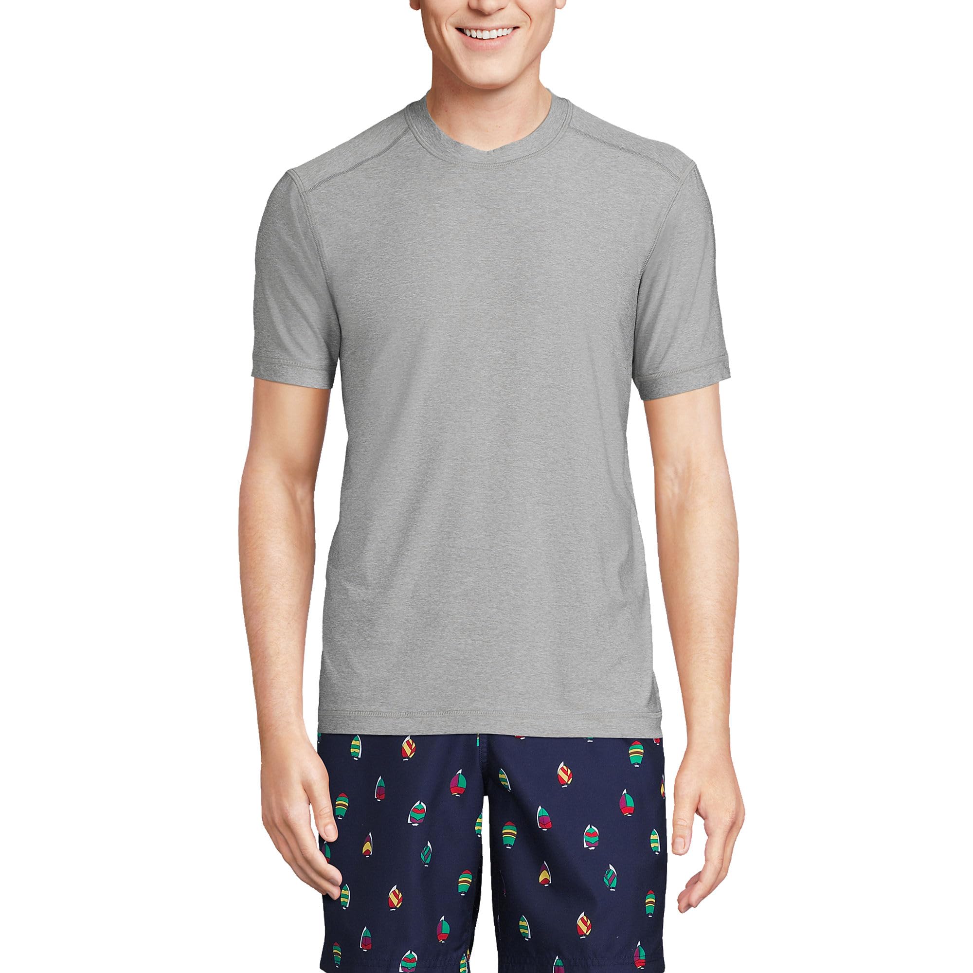 Lands' End Men's Short Sleeve Swim Tee Rash Guard