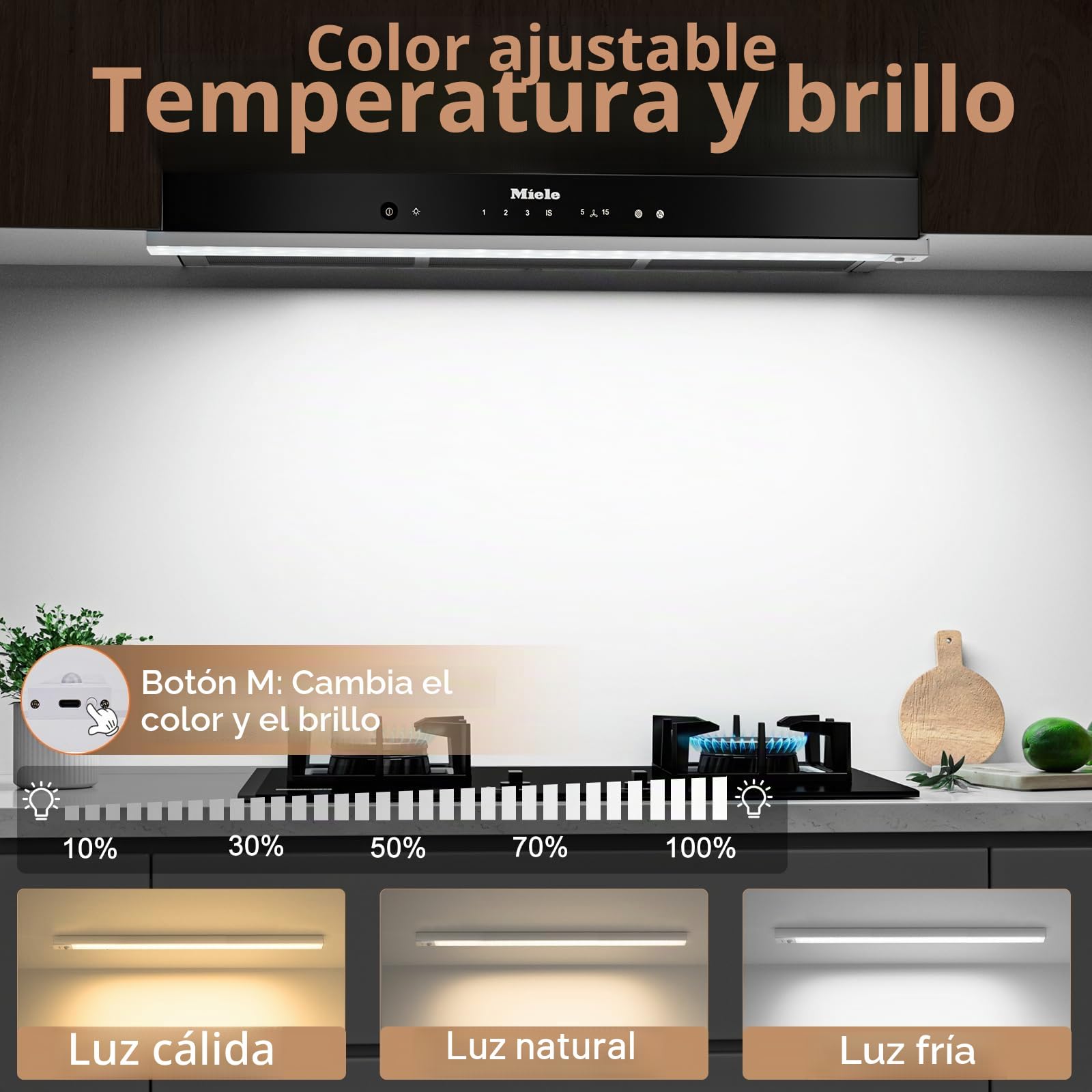 OUILA - Lámpara de armario led recargable de 60 cm, regulable, para interior, inalámbrica, con sensor de movimiento, luz de 3000K/4000K/6500K, para armarios, pasillos, escaleras y cocinas