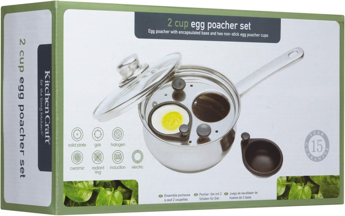 KitchenCraft KCCVPOACH2 2 Egg Poacher Pan in Gift Box, Non Stick and Induction Safe, Stainless Steel, 16 cm